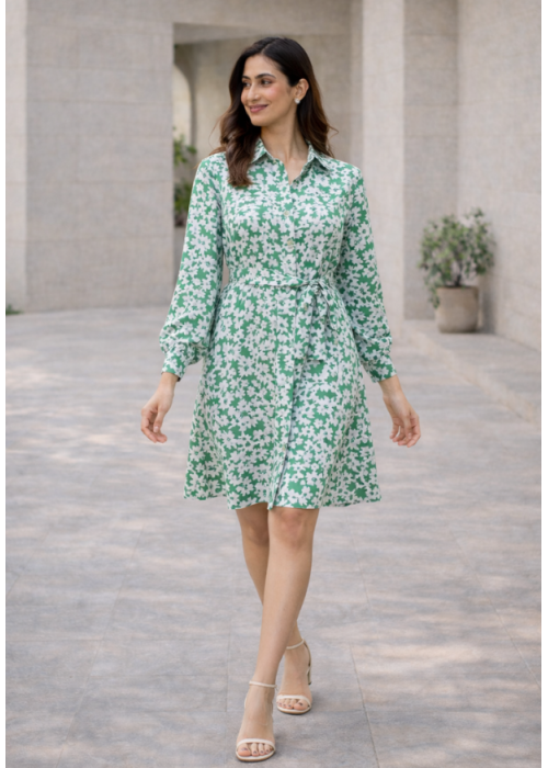 GREEN ELARA FLORAL DRESS