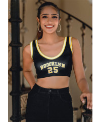 V NECK BLACK CROP TOP