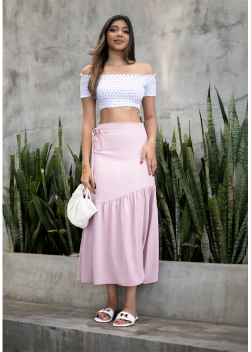 ZION BLACK DOTTED PRINT CROP BLOUSE 