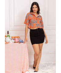 ARLA PRINTED ORANGE CROP TOP