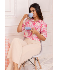 ARLA PRINTED PINK CROP TOP