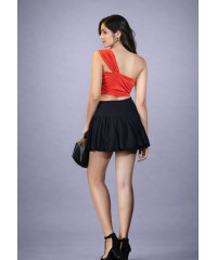 PETRIA RED ONE SHOULDER CROP TOP 