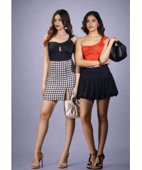 PETRIA RED ONE SHOULDER CROP TOP 