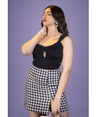 PETRIA BLACK ONE SHOULDER CROP TOP