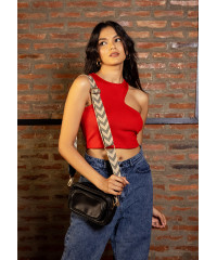 SOYA SHOULDER RED CUT OUT CROP TOP