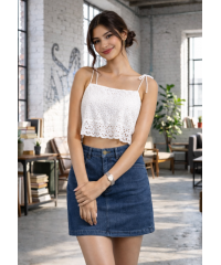 ELYZZA STRAP WHITE CROP TOP 