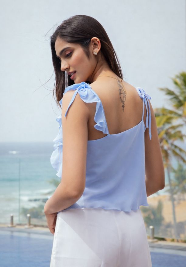 ERLA LIGHT BLUE  STRAP TOP
