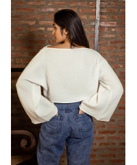 ALESSIYA WHITE WIDE SLEEVE CROP TOP