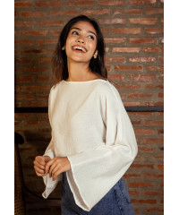 ALESSIYA WHITE WIDE SLEEVE CROP TOP