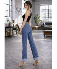 MID BLUE LOLA WIDE FOLD PANT 