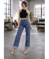 MID BLUE LOLA WIDE FOLD PANT 
