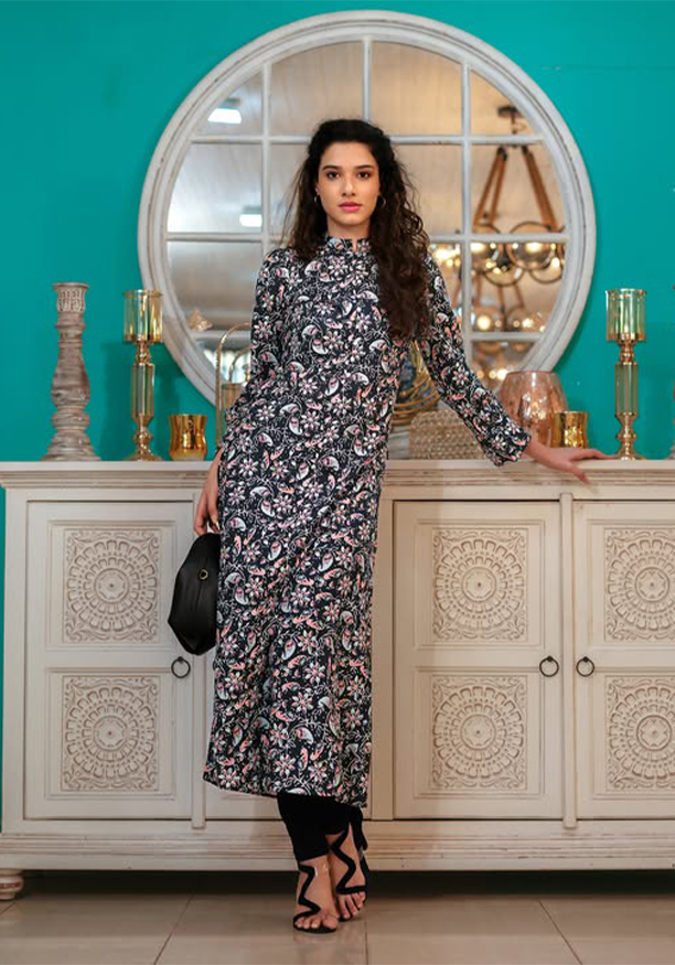SASHA BLUE PRINTED KURTHA