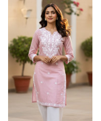 ADELYN PINK EMBROIDERED KURTHA