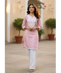 ADELYN PINK EMBROIDERED KURTHA