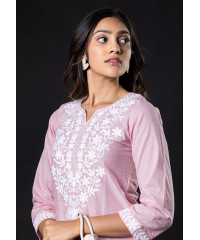 ADELYN PINK EMBROIDERED KURTHA