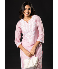 ADELYN PINK EMBROIDERED KURTHA