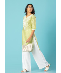 AFRA GREEN  EMBROIDERY KURTHA