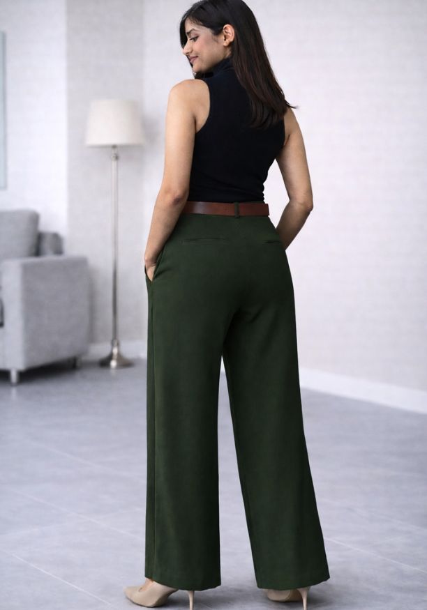 MIRA GREEN WIDE LONG PANT