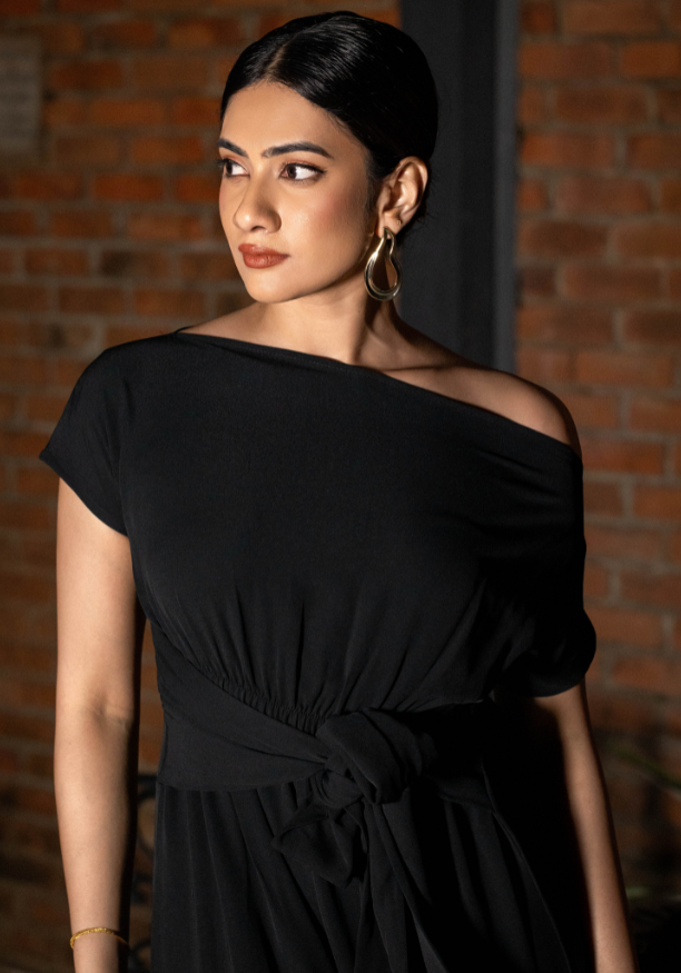 COLD SHOULDER BLACK JUMPSUIT