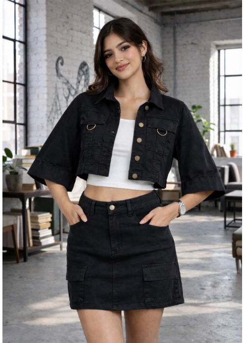 BLACK FEMALE DENIM  JACKET