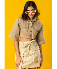 BEIGE FEMALE DENIM JACKET