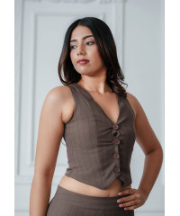 LILY BROWN MIX WAIST COAT