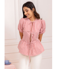 ANDREA FRONT KNOT STRIPE BLOUSE