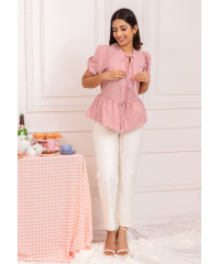 ANDREA FRONT KNOT STRIPE BLOUSE