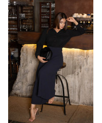 LISA LONG SLEEVE BLACK BLOUSE