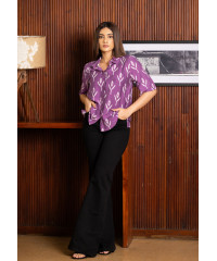 PURPLE BAGGY SHORT SLEEVE BLOUSE