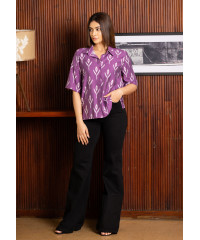 PURPLE BAGGY SHORT SLEEVE BLOUSE