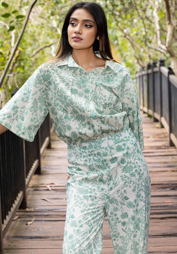 HEILI PRINTED HIGH LOW BLOUSE 