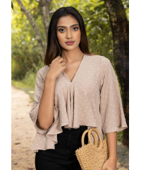 VINNIE V NECK BEIGE BLOUSE 