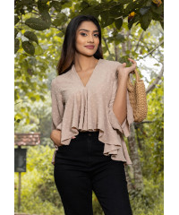 VINNIE V NECK BEIGE BLOUSE 