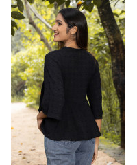 VINNIE V NECK BLACK BLOUSE 