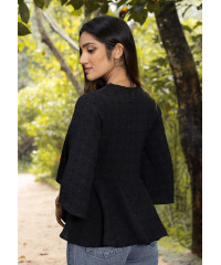 VINNIE V NECK BLACK BLOUSE 