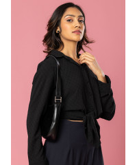 LISA LONG SLEEVE BLACK BLOUSE