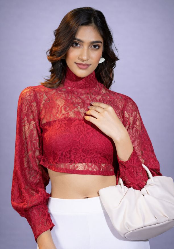 ROMINA BISHOP RED CROP TOP