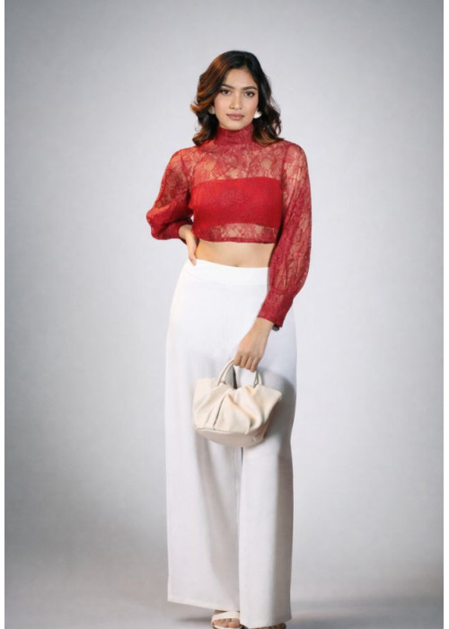 ROMINA BISHOP RED CROP TOP