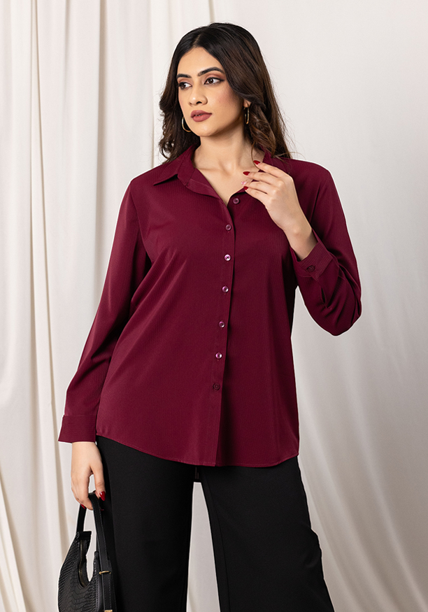 LISA LONG SLEEVE MAROON BLOUSE