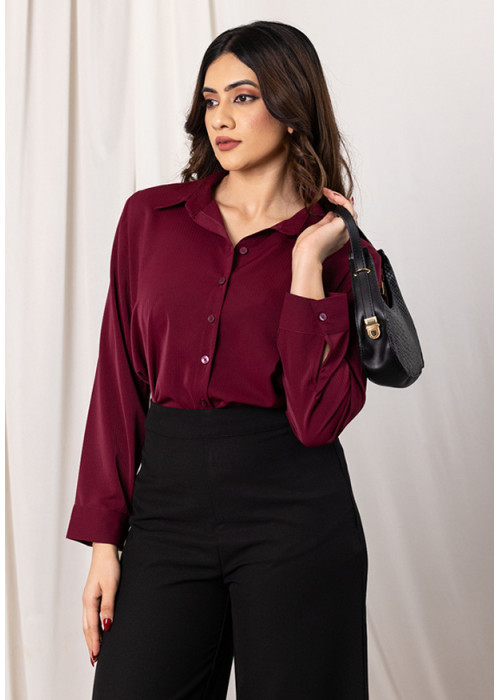 LISA LONG SLEEVE MAROON BLOUSE