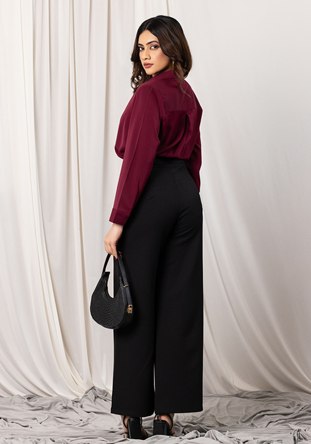 LISA LONG SLEEVE MAROON BLOUSE