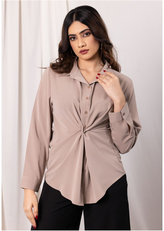 LISA LONG SLEEVE LIGHT BROWN BLOUSE