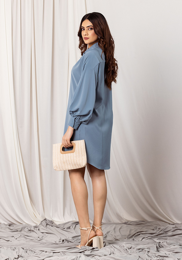 BRINLEY BLUE SHIRT DRESS