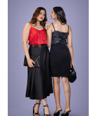 LORA V NECK RED SKINNY