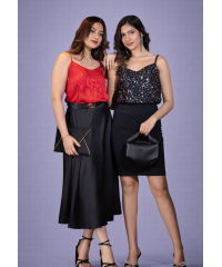 LORA V NECK RED SKINNY