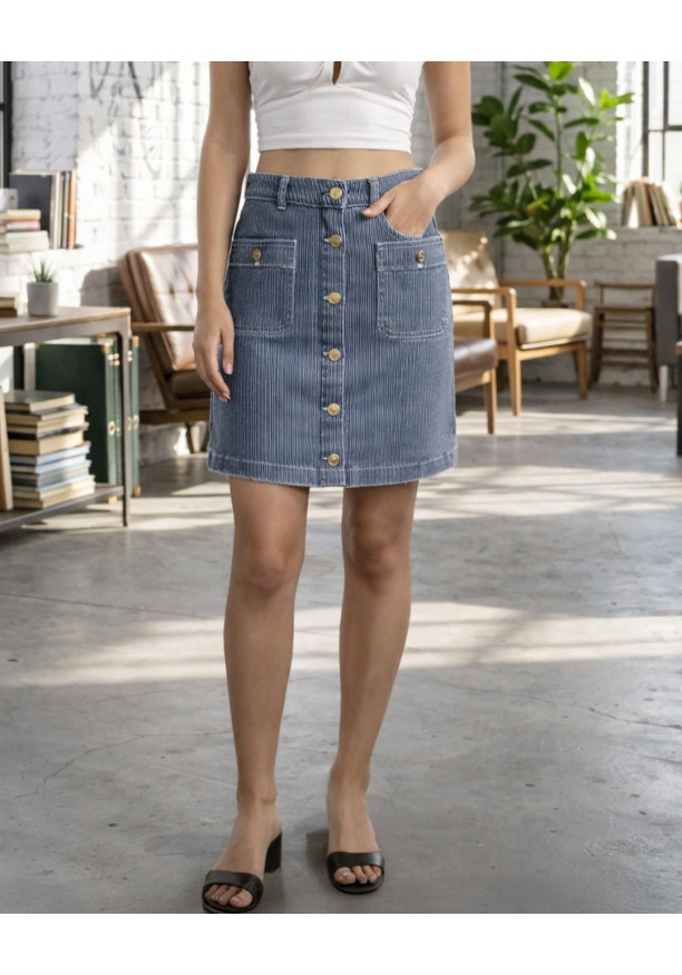 CALLIE SHORT BLUE STRIPE SKIRT