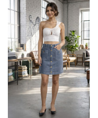 CALLIE SHORT BLUE STRIPE SKIRT