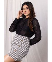 ZARIA MINI BLACK AND WHITE SKIRT