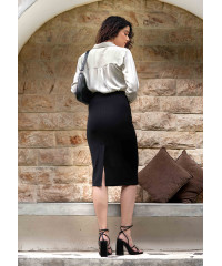 HANNA OFF WHITE SATIN BLOUSE